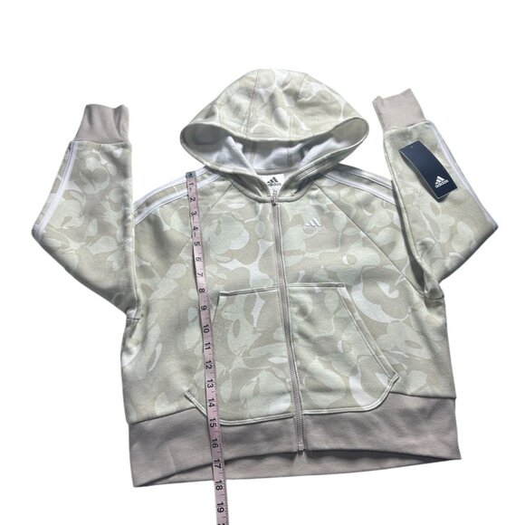 Adidas Camo Hoodie Girls Size Small Beige Loose‎ Fit With White Stripes NEW - Picture 3 of 8